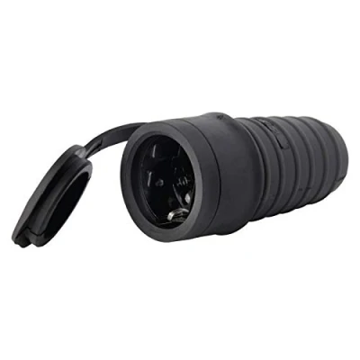 Image of EMOS Protective Contact Rubber Coupling with Cap, IP44 for Outdoor Use, Black, Single Pack