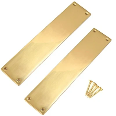 Image of 2X Polished Brass Victorian Style Finger Push Plates