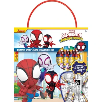 Image of Design Group Spidey &amp; Friends Colouring Set Bumper Carry Along Sheets Crayons Kids Activity 3+