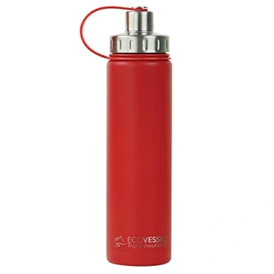 Image of EcoVessel Tri Max Vacuum Insulated Stainless Steel Boulder Red, 700 ml