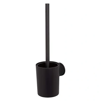 Image of Tiger Tune Toilet Brush and Holder, No Drilling Required Thanks to 3M Self Adhesive Backing System, Optional Mounting with Screws Plugs, Black Metal Brushed, Black, 9.6 x 38.2 12.1 cm