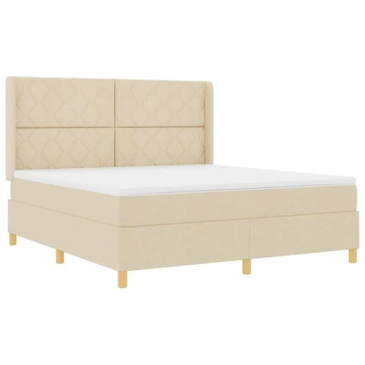 Image of vidaXL Box Spring Bed with Mattress &amp; LED Cream 180x200 cm Fabric