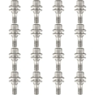 Image of Ellis Excellence Set of 16 Replacement Security Bolts Nuts, Flat Washer, M12 x 1.25, 17 Hex Compatible With Citroen &amp; Peugeot