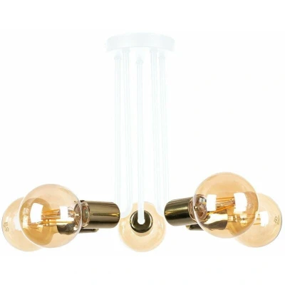 Image of Venna Multi Arm Semi Flush Ceiling Light White, Gold, 30cm, 5x E27