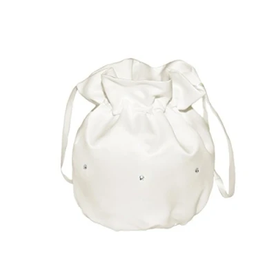 Image of Flora Bridesmaid Bridal Handbag/Girl Holy Communion Dolly Bag,diamante (IVORY)