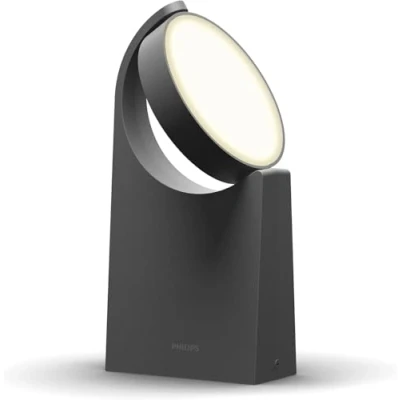 Image of Philips Mimosa Outdoor Path Light (7 W), Weatherproof Base with Moving Panel and Warm White LED Lighting, Anthracite