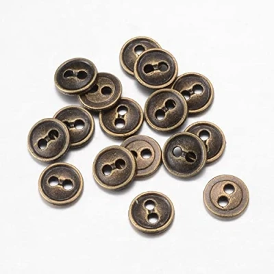 Image of 10pcs Metal Round 18mm Grooved 2 Hole Antique Bronze Vintage Colour Sewing Buttons
