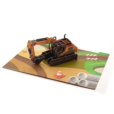 Image of Builder Digger Excavator 3D Pop Up Card For Birthday, Graduation, Valentines, Fathers’ Day, Anniversary, Thank You, Get Well, All Occasions