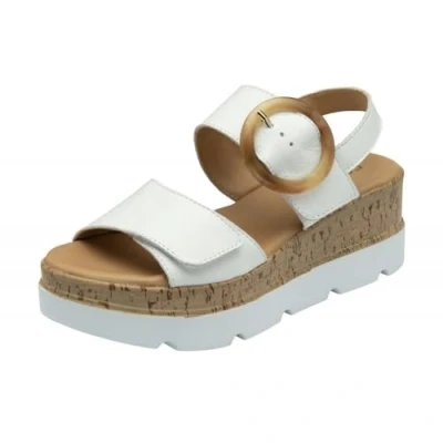 Image of Lotus Cammie White Leather Ladies Platform Sandals 38, ULP268