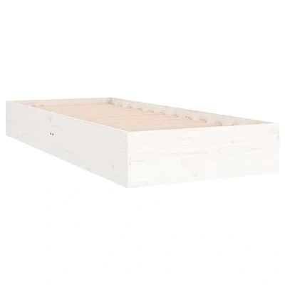 Image of vidaXL Wooden Platform Bed Frame Solid Pinewood, White, Single 90x190 cm Modern Style for Small Bedrooms