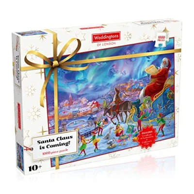 Image of Winning Moves Waddingtons Christmas 1000 Piece Jigsaw Puzzle Game 2021 Edition, together this colourful and detailed scene, a great festive present or stocking filler for ages 10 plus