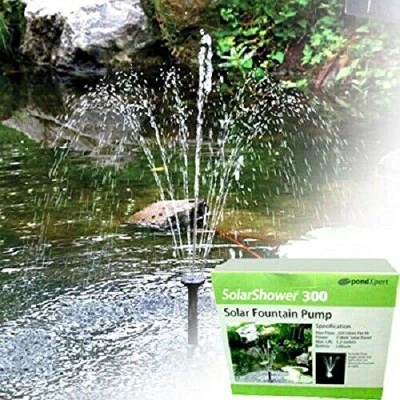 Image of PondXpert SolarShower 250 Solar Pond Pump with Battery and LED Lights.NEW Lithium Battery. Attractive Fountain.