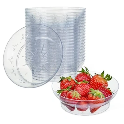 Image of MATANA 20 Small Clear Hard Plastic Serving Party Bowls (360ml / 12oz) Perfect for Nibbles, Desserts, Snacks, Candy, Nuts, Antipasti, Sweets Elegant &amp; Reusable
