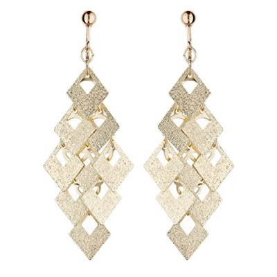Image of Clip On Earrings Brushed Gold Plated Drop Earring Kadin G