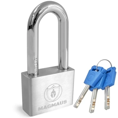 Image of Magmaus® PDE50 [Never Rust] Heavy Duty Waterproof Outdoor Padlock with 3 Keys Stainless Steel [10mm Anti Cut Shackle] [High Security Protection] Ideal Gate or Shed Lock