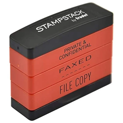 Image of Trodat 3 in 1 Business Stamp Stack with texts PRIVATE &amp; CONFIDENTIAL FAXED FILE COPY