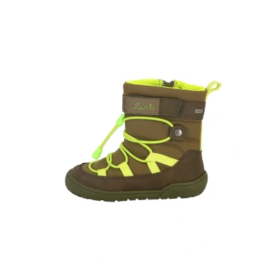 Image of Lurchi JACE TEX Unisex Laceup ankle boots for kids, Size: 2, Khaki/lime Synthetics