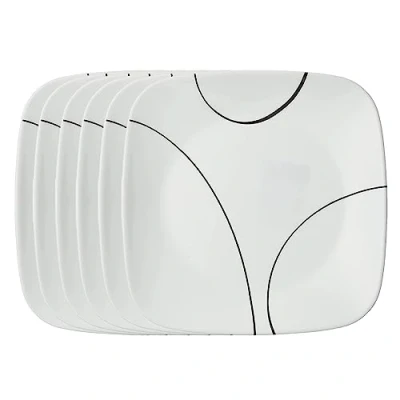 Image of Corelle 1107744 Lunch Square Simple Lines Luncheon Plate, Glass, White,22cm