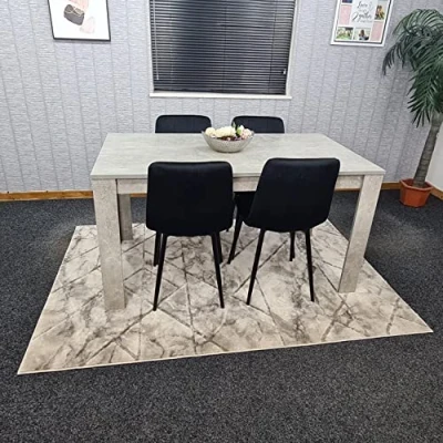 Image of KOSY KOALA Dining Table Set Of 4 Kitchen and Black Tufted Velvet Chairs