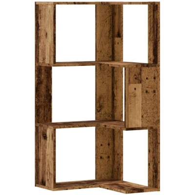 Image of vidaXL Corner Bookcase 3 Tier Old Wood 50x50x102 cm Engineered