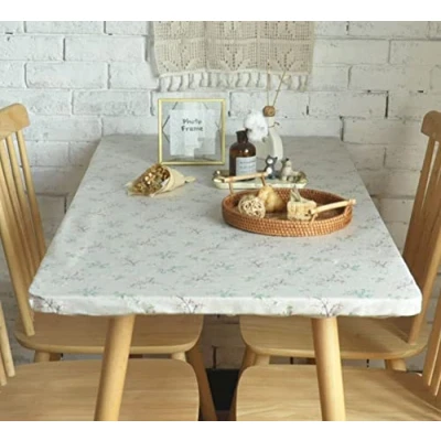 Image of TYUHAW Fitted Tablecloth Rectangular,Large Waterproof PVC Table Cloth Elastic Edge,Oil resistant Cover Wipeable,For Camping,Picnic,BBQ,Dining,Kitchen