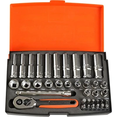 Image of Bahco SL25L Socket &amp; Mechanical Set, Metric 1/4&quot; Dynamic Drive, 37 Pieces
