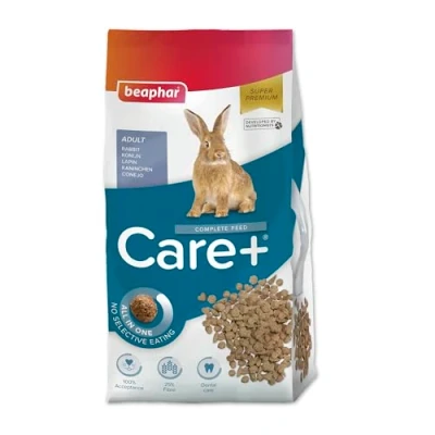 Image of BEAPHAR CARE+ Super Premium extruded feed for rabbits 25% fiber Palatable, without added sugar or coloring High digestibility Participates in the natural wear of teeth 5 kg