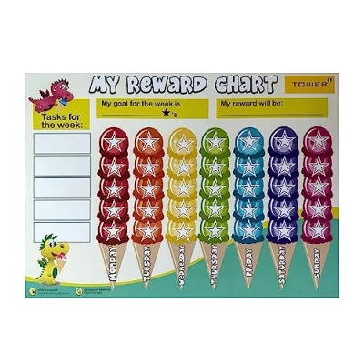 Image of Ice Cream Cone Reward Chart, 10 Charts, 252 Stickers to Reward, Praise &amp; Encourage Kids at Home or Classroom