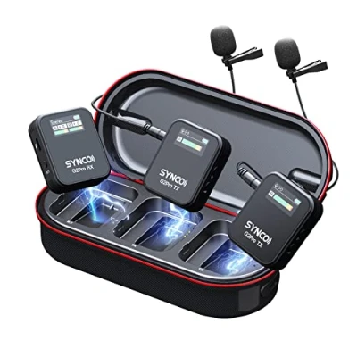 Image of SYNCO Wireless Lavalier Microphone, G2(A2) Pro 2.4G Dual Lapel Mic 200m 8H for On Line Class Vlog Live Stream YouTube Camera Smartphone Tablet, Microphone Channel