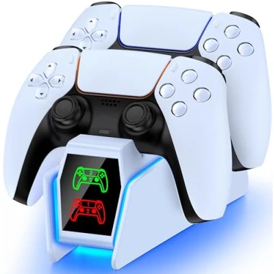 Image of HASACOOL PS5 Charging Station, 2H Fast Controller Charger for Playstation 5 Dual &amp; Edge Controller, Upgrade Dock Accessories with LED Indicator