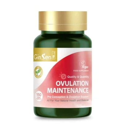 Image of GinSen Ovulation Maintenance for Preconception, Added Astragalus, Cordycpes and CoQ10, Ultimate Support Supplement, Vegan Approved, 150 Capsules, Made in UK