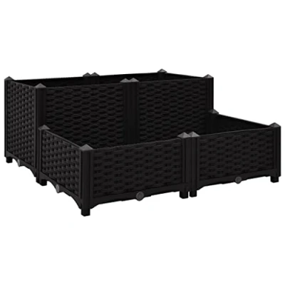 Image of vidaXL Raised Bed Lawn Gardening Outdoor Garden Planter Pot Flower Box Planting Basket Vegetable Herb Grow Polypropylene Black