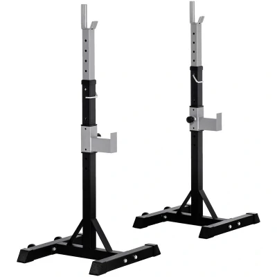 Image of HOMCOM Barbell Squat Rack Adjustable Weight Lifting Bench Max Load 150kg Gym Fitness Strength Training Push up Dip Stand with Wheels