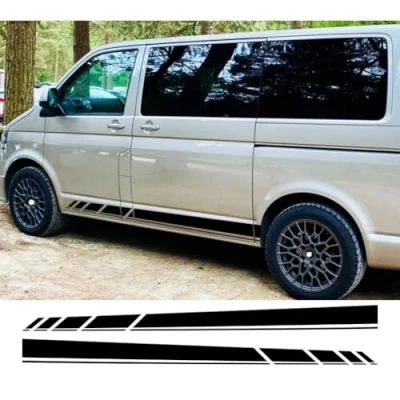 Image of 2PCS Car Door Side Stickers, for v=w Transporter T3 T4 T5 T6 Camper Van Long Line Graphics Vinyl Decals Accessories