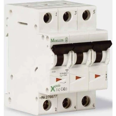 Image of Eaton FAZ C10/3 MCB 10A C Type TP 15KA
