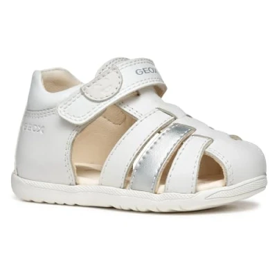 Image of Geox Baby Girls B Sandal MACCHIA Gir, White/Silver, 6 UK Child