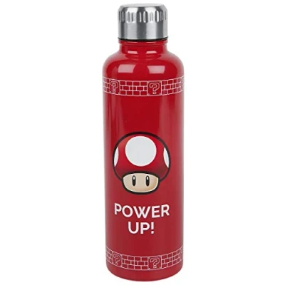 Image of Paladone PP5807NN Super Mario Power Up Water Bottle Spill Leak Proof Lid Design 500 ml, Multi coloured