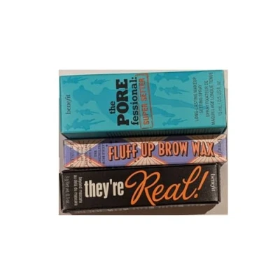 Image of Benefit Bundle including SAMPLE SIZE Porefessional Makeup Setting Spray, Fluff Up Brow Wax, They&#039;re Real! Mascara