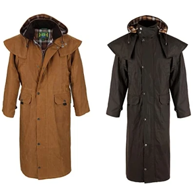 Image of Hunter Outdoor Unisex Endinburgh Wax Jacket Coat Cape Long (as8, alpha, x_l, regular, Brown)