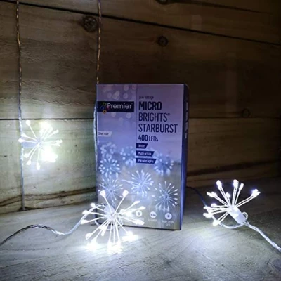 Image of Premier Micro Brights White Starburst 400 Multi Action Christmas LEDs with Timer