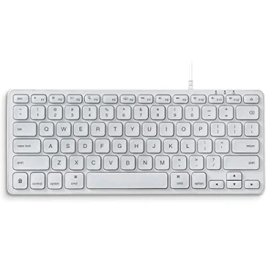 Image of Perixx PERIBOARD 332MW Wired Backlit Mac OS X Mini Keyboard Slim Scissor Keys with Large Source White LED Layout QWERTY US/US English