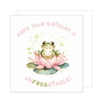 Image of Edition Seidel Premium Square Birthday Card with Envelope. Greeting Saying Happy For Him or Her Female Male Friend Wife Girl Daughter Kids Teens Frog (GQ232 SW024)