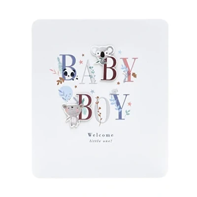 Image of UK Greetings New Baby Card For Boy With Envelope Cute Letter Design