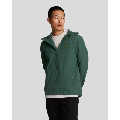 Image of Lyle &amp; Scott Mens Zip Through Hooded Jacket in Green Nylon Size Large