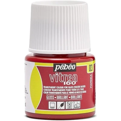 Image of Pebeo Transparent Glass Paint Vitrea 160C Paprika 45 ML,Orange,111003