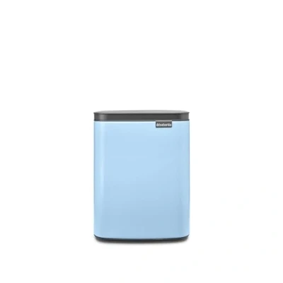 Image of Brabantia Bo Waste Bin 7L Small &amp; Stylish Rubbish Easy Open and Soft Closing Lid Hygienic Space Efficient Wall Mountable for Bathroom, Toilet, Home Office Dreamy Blue