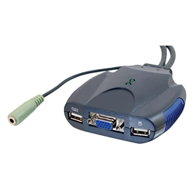 Image of C2G TrueLink Series 2 Port VGA, USB Micro KVM with Audio Complete Compact Multi CPU Solution All Cables Included