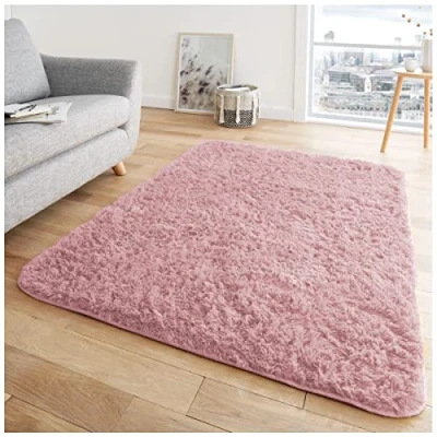 Image of GC GAVENO CAVAILIA Ultra Soft Rugs Living Room Rug Extra Bedroom Non Slip Fluffy Floor Carpet Blush Pink 160X230
