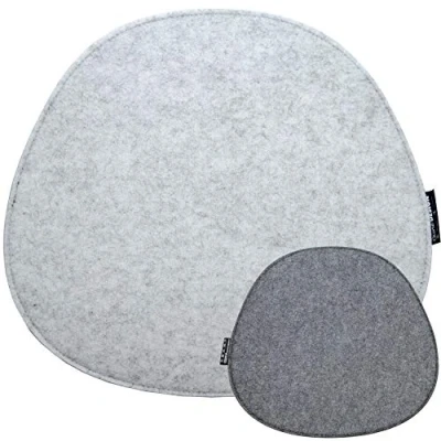 Image of DuneDesign oval Felt Cushion for chairs 40x37cm warm 8mm thin reversible Grey