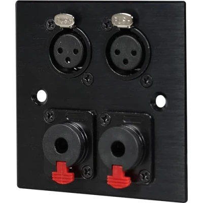 Image of 2 x Female XLR &amp; Microphone Jack wall plate